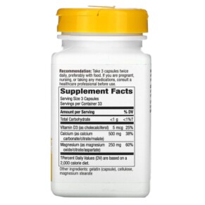 Thành phần vi chất của Nature's Way Calcium Mag & D Complex 100 Capsules 033674414200