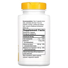 Thành phần vi chất của Nature's Way Calcium Mag & D Complex 250 Capsules 033674414217