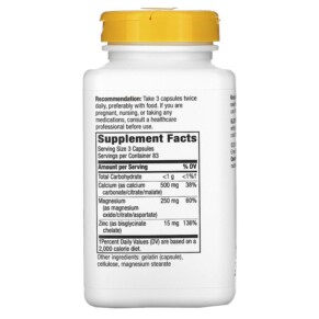 Thành phần vi chất của Nature's Way Calcium Mag & Zinc Mineral Complex 765  mg 250 Capsules 033674414118