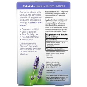 Thành phần vi chất của Nature's Way CalmAid Clinically Studied Lavender 30 Softgels 033674158197
