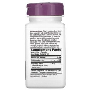 Thành phần vi chất của Nature's Way Cayenne Garlic 1.060 mg 100 Vegan Capsules 033674003206