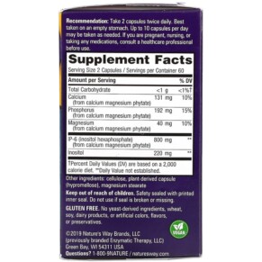 Thành phần vi chất của Nature's Way Cell Forté IP-6 & Inositol 120 Vegan Capsules 763948058020