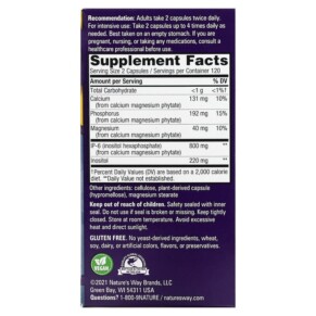 Thành phần vi chất của Nature's Way Cell Forté IP-6 & Inositol 240 Vegan Capsules 763948058006
