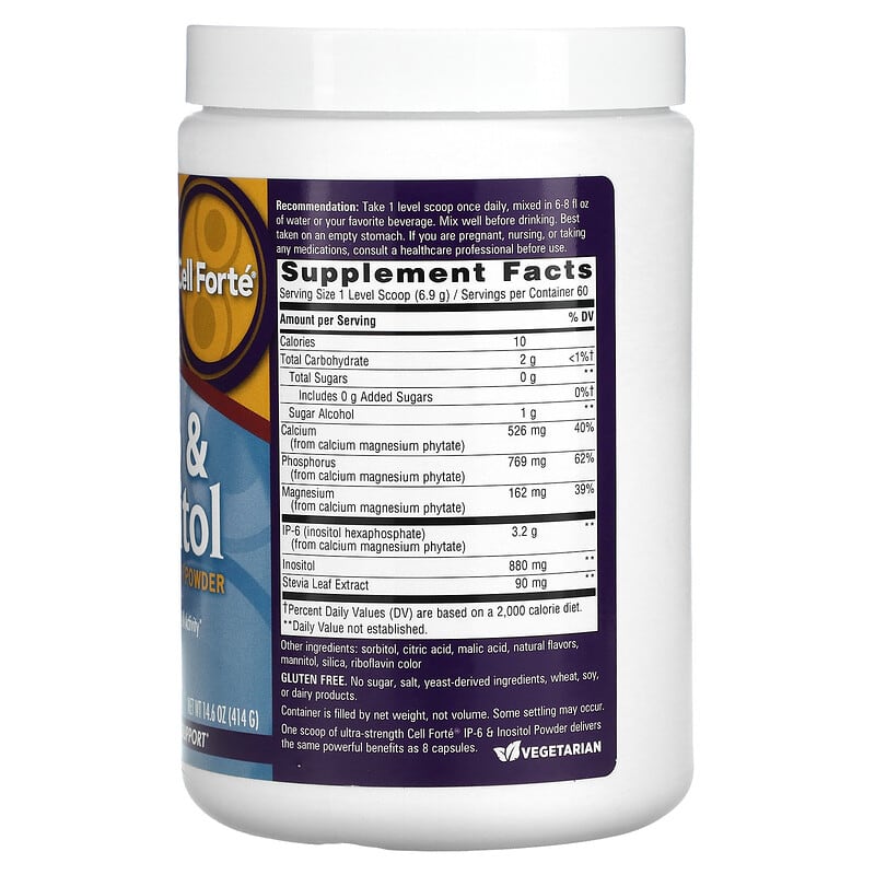 Nature's Way Cell Forté IP-6 & Inositol Ultra-Strength Powder Citrus 14.6 oz (414 g) 2 Thành phần vi chất của Nature's Way Cell Forté IP-6 & Inositol Ultra-Strength Powder Citrus 14.6 oz (414 g) 763948058501