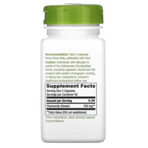 Thành phần vi chất của Nature's Way Chamomile Flower 350 mg 100 Vegan Capsules 033674116005
