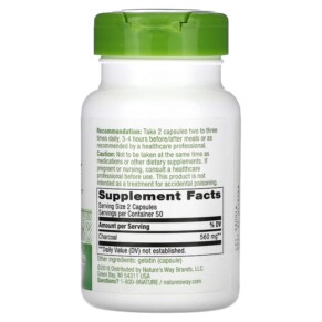 Thành phần vi chất của Nature's Way Charcoal Activated 280 mg 100 Capsules 033674020708
