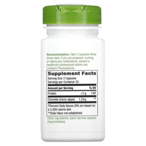 Thành phần vi chất của Nature's Way Chlorella Micro-Algae 410 mg 100 Vegan Capsules 033674118504