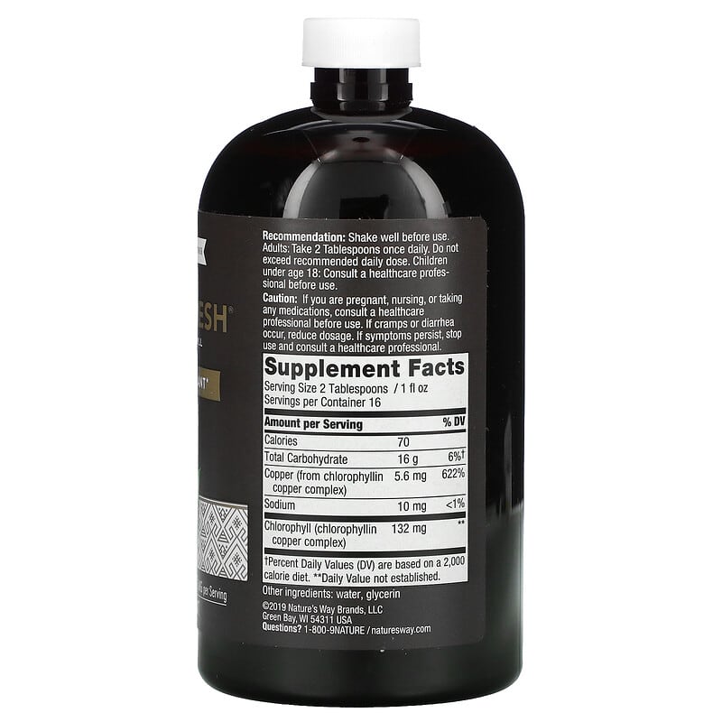 Nature's Way Chlorofresh Liquid Chlorophyll Unflavored 16 fl oz (480 ml) 2 Thành phần vi chất của Nature's Way Chlorofresh Liquid Chlorophyll Unflavored 16 fl oz (480 ml) 358008035020