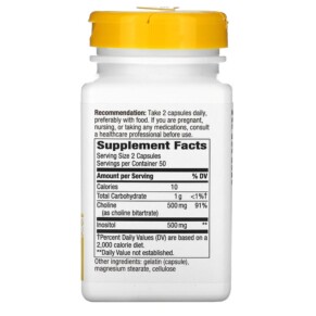 Thành phần vi chất của Nature's Way Choline & Inositol 500 mg 100 Capsules 033674404621