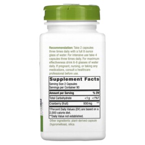 Thành phần vi chất của Nature's Way Cranberry Fruit 465 mg 180 Vegan Capsules 033674153611