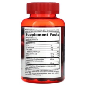 Thành phần vi chất của Nature's Way CranRx Urinary Health BioActive Cranberry 60 Gummies 033674104859