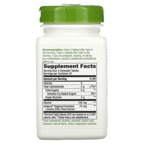 Nature's Way DGL Deglycyrrhizinated Licorice 100 Chewable Tablets 3 Thành phần vi chất của Nature's Way DGL Deglycyrrhizinated Licorice 100 Chewable Tablets 763948090211
