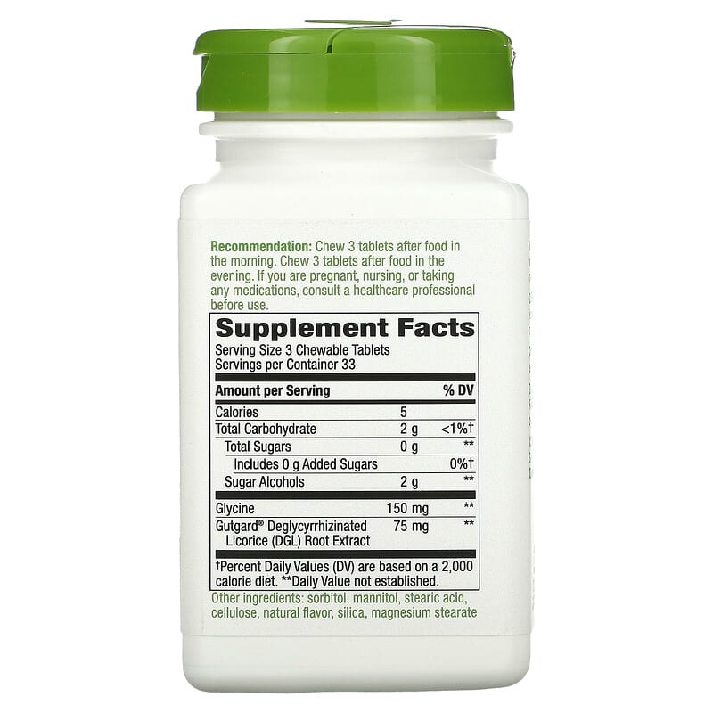 Nature's Way DGL Deglycyrrhizinated Licorice 100 Chewable Tablets 2 Thành phần vi chất của Nature's Way DGL Deglycyrrhizinated Licorice 100 Chewable Tablets 763948090211