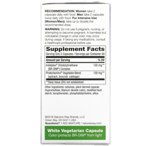 Thành phần vi chất của Nature's Way DIM-plus Estrogen Metabolism 120 Vegetarian Capsules 033674148501