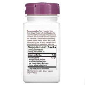 Thành phần vi chất của Nature's Way Echinacea Astragalus & Reishi 400 mg 100 Vegan Capsules 033674004135