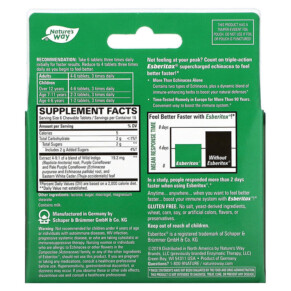 Thành phần vi chất của Nature's Way Esberitox Supercharged Echinacea 100 Chewable Tablets 763948099511
