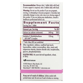 Thành phần vi chất của Nature's Way EstroBalance with Absorbable BR-DIM 60 Tablets 763948053360