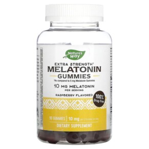Thực phẩm chức năng Nature's Way Extra Strength Melatonin Gummies Raspberry 5 mg 90 Gummies 033674139820
