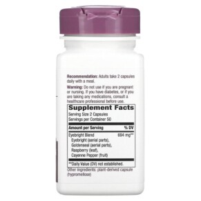 Thành phần vi chất của Nature's Way Eyebright Herbal Blend 347 mg 100 Vegan Capsules 033674003800