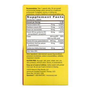 Thành phần vi chất của Nature's Way Fatigued to Fantastic! Daily Energy B Complex 120 Veg Capsules 763948032426