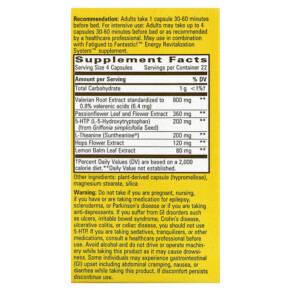 Thành phần vi chất của Nature's Way Fatigued to Fantastic! Revitalizing Sleep Formula 90 Veg Capsules 763948032396