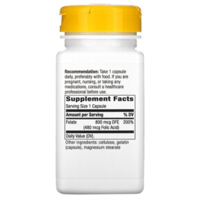 Thành phần vi chất của Nature's Way Folate 800 mcg 100 Capsules 033674404515
