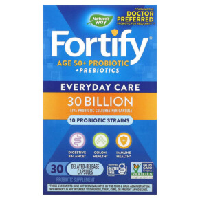 Thực phẩm chức năng Nature's Way Fortify Age 50+ Probiotic + Prebiotics Everyday Care 30 Billion 30 Delayed-Release Veg Capsules 033674102930