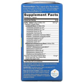 Thành phần vi chất của Nature's Way Fortify Optima Daily Probiotic + Prebiotics 35 Billion  60 Delayed-Release Veg. Capsules 033674156537