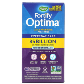 Thực phẩm chức năng Nature's Way Fortify Optima Daily Probiotic + Prebiotics 35 Billion  60 Delayed-Release Veg. Capsules 033674156537