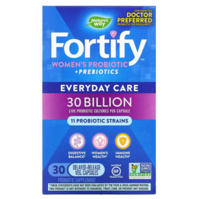 Thực phẩm chức năng Nature's Way Fortify Women's Probiotic + Prebiotics Everyday Care 30 Billion 30 Delayed-Release Veg. Capsules 033674102954
