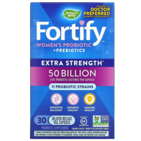 Thực phẩm chức năng Nature's Way Fortify Women's Probiotic + Prebiotics Extra Strength 50 Billion 30 Delayed-Release Veg. Capsules 033674115817