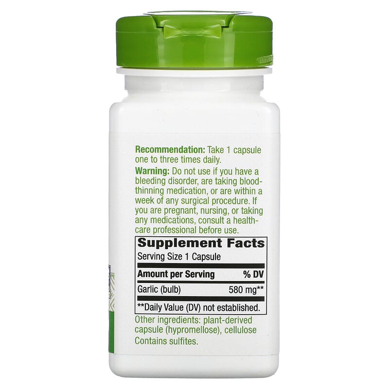 Nature's Way Garlic Bulb 580 mg 100 Vegan Capsules 2 Thành phần vi chất của Nature's Way Garlic Bulb 580 mg 100 Vegan Capsules 033674130001