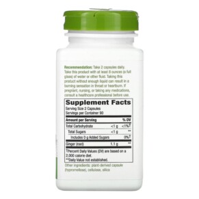Thành phần vi chất của Nature's Way Ginger Root 550 mg 180 Vegan Capsules 033674131084