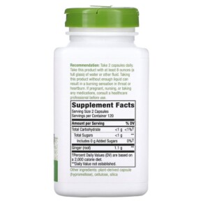 Thành phần vi chất của Nature's Way Ginger Root 550 mg 240 Vegan Capsules 033674119266