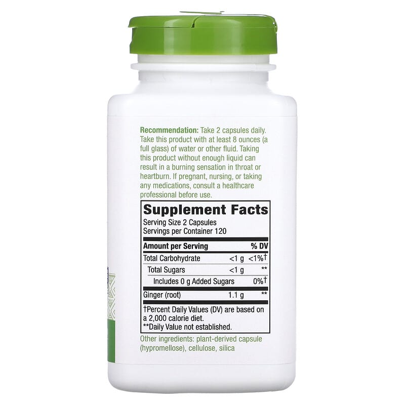 Nature's Way Ginger Root 550 mg 240 Vegan Capsules 2 Thành phần vi chất của Nature's Way Ginger Root 550 mg 240 Vegan Capsules 033674119266