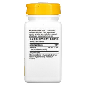 Thành phần vi chất của Nature's Way GTF Chromium 200 mcg 100 Vegan Capsules 033674410219