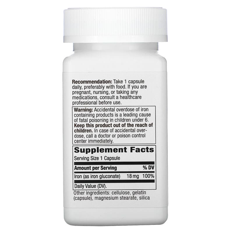 Nature's Way Iron 18 mg 100 Capsules 2 Thành phần vi chất của Nature's Way Iron 18 mg 100 Capsules 033674410417