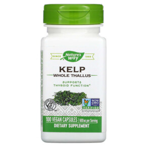 Thực phẩm chức năng Nature's Way Kelp Whole Thallus 600 mg 100 Vegan Capsules 033674145005