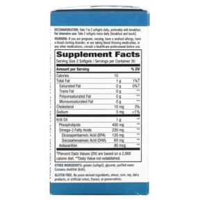 Thành phần vi chất của Nature's Way Krill Oil 60 Softgels 033674154328