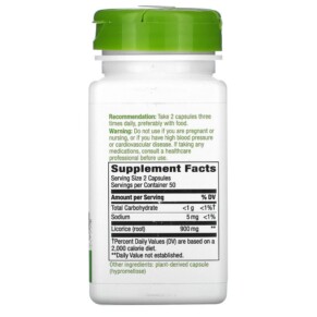 Thành phần vi chất của Nature's Way Licorice Root 450 mg 100 Vegan Capsules 033674146002