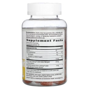 Thành phần vi chất của Nature's Way Lutein Gummies Supports Eye And Brain Health Mango 60 Gummies 033674137536