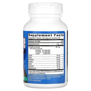 Thành phần vi chất của Nature's Way Mega-Zyme Systemic Enzymes 200 Tablets 763948042500