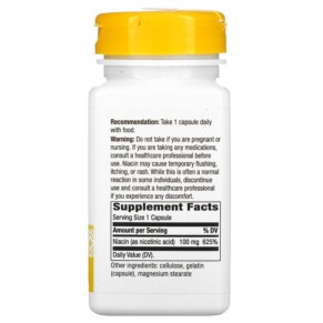 Thành phần vi chất của Nature's Way Niacin Vitamin B3 100 mg 100 Capsules 033674404706