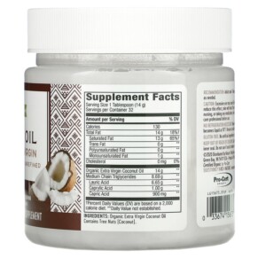 Thành phần vi chất của Nature's Way Organic Coconut Oil Extra Virgin 16 oz (453 g) 033674156735