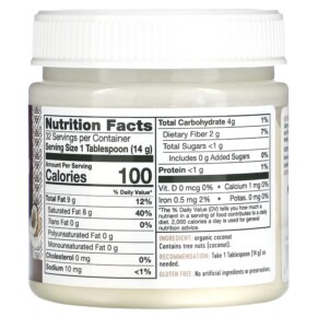 Thành phần vi chất của Nature's Way Organic Raw Coconut Whole Food 16 oz (453 g) 033674100110