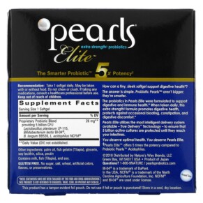 Thành phần vi chất của Nature's Way Pearls Elite Extra Strength Probiotics 30 Once-Daily Softgels 763948564354
