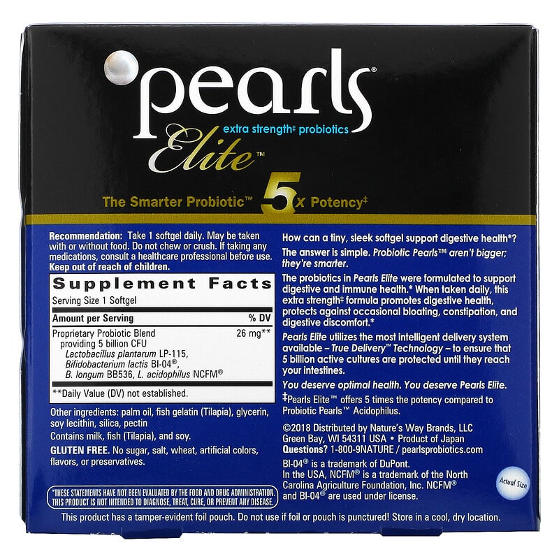 Nature's Way Pearls Elite Extra Strength Probiotics 30 Once-Daily Softgels 2 Thành phần vi chất của Nature's Way Pearls Elite Extra Strength Probiotics 30 Once-Daily Softgels 763948564354