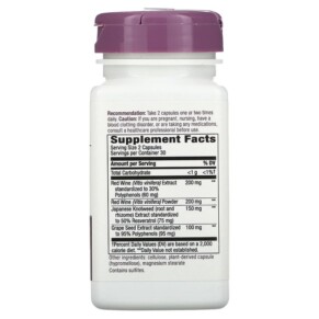 Thành phần vi chất của Nature's Way Premium Blend Resveratrol 60 Vegan Capsules 033674156117