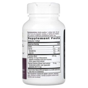 Thành phần vi chất của Nature's Way Premium Blend Resveratrol Forte 175 mg 60 Softgels 763948058365