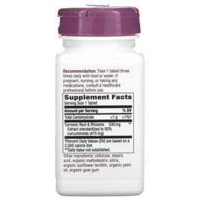 Thành phần vi chất của Nature's Way Premium Extract Turmeric 500 mg 60 Tablets 033674631003